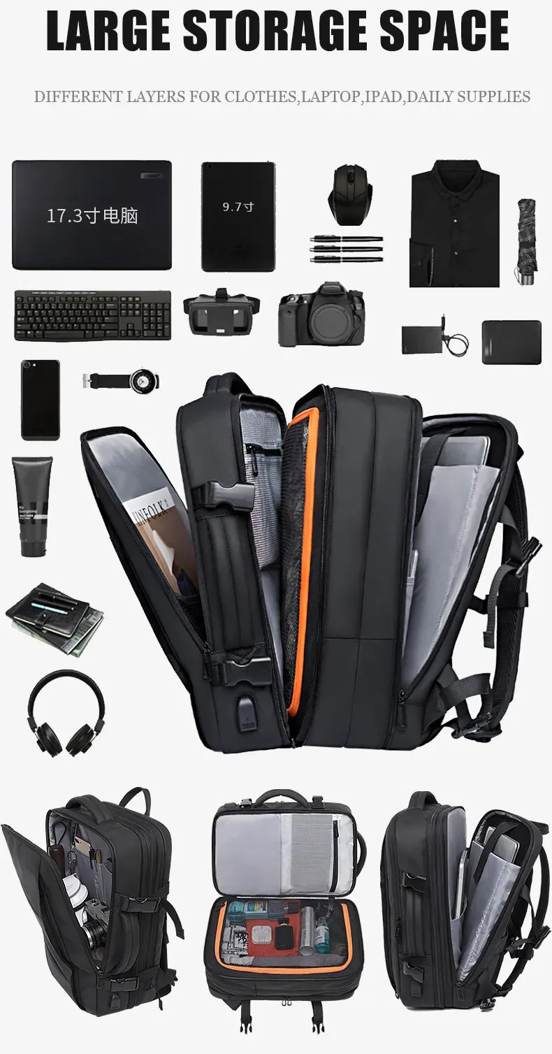 17.3 Laptop Waterproof Men's Expandable Travel Business Aesthetic Backpack