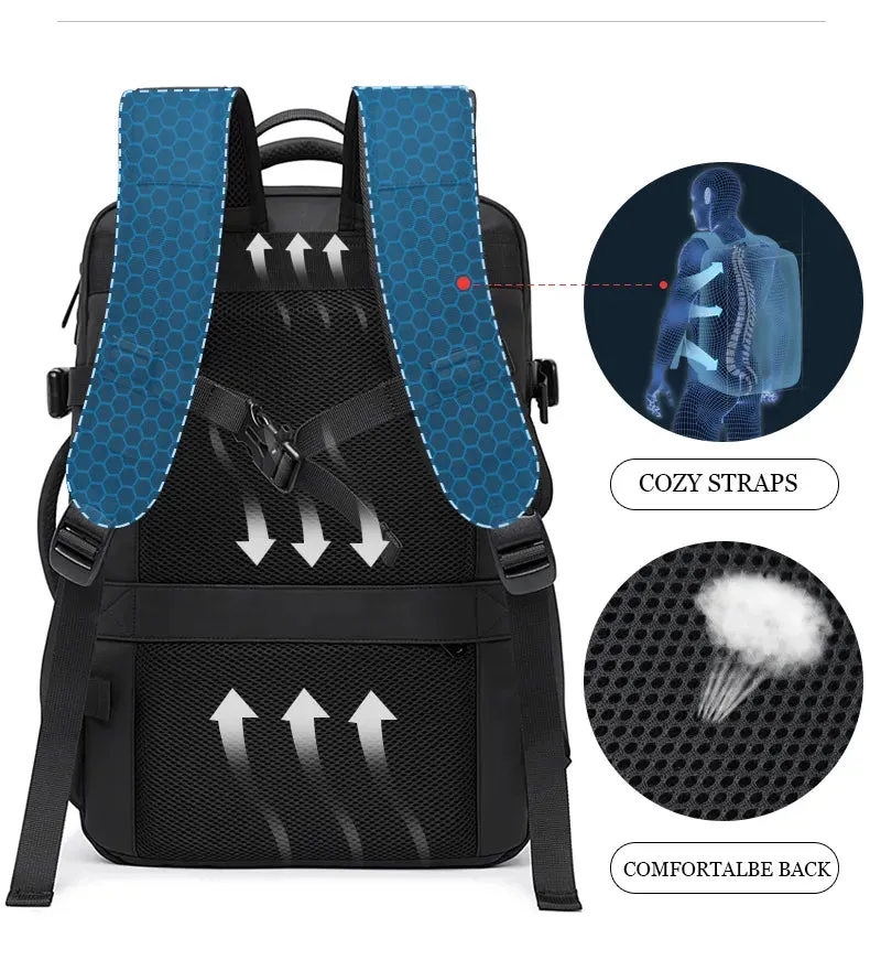 17.3 Laptop Waterproof Men's Expandable Travel Business Aesthetic Backpack