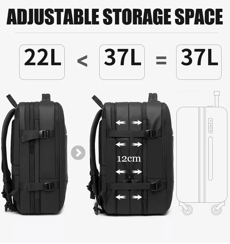 17.3 Laptop Waterproof Men's Expandable Travel Business Aesthetic Backpack