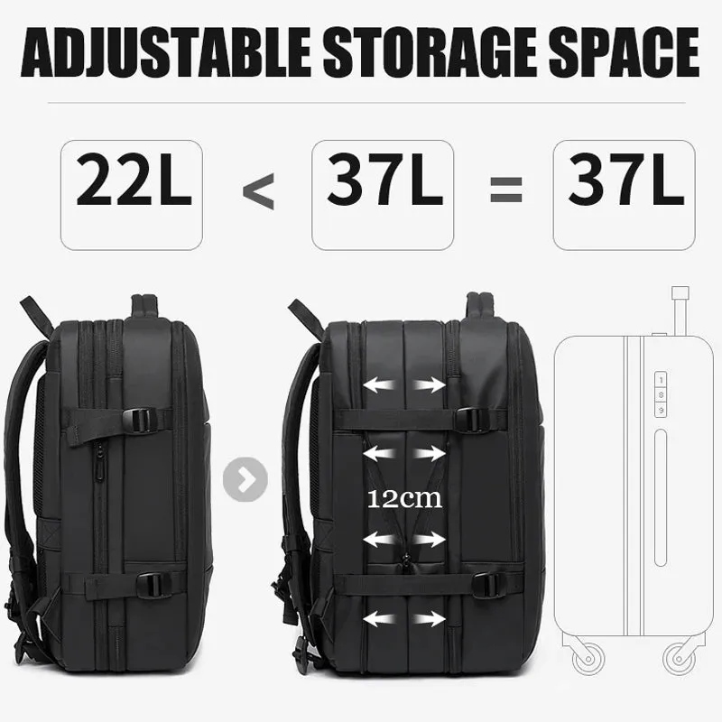 17.3 Laptop Waterproof Men's Expandable Travel Business Aesthetic Backpack