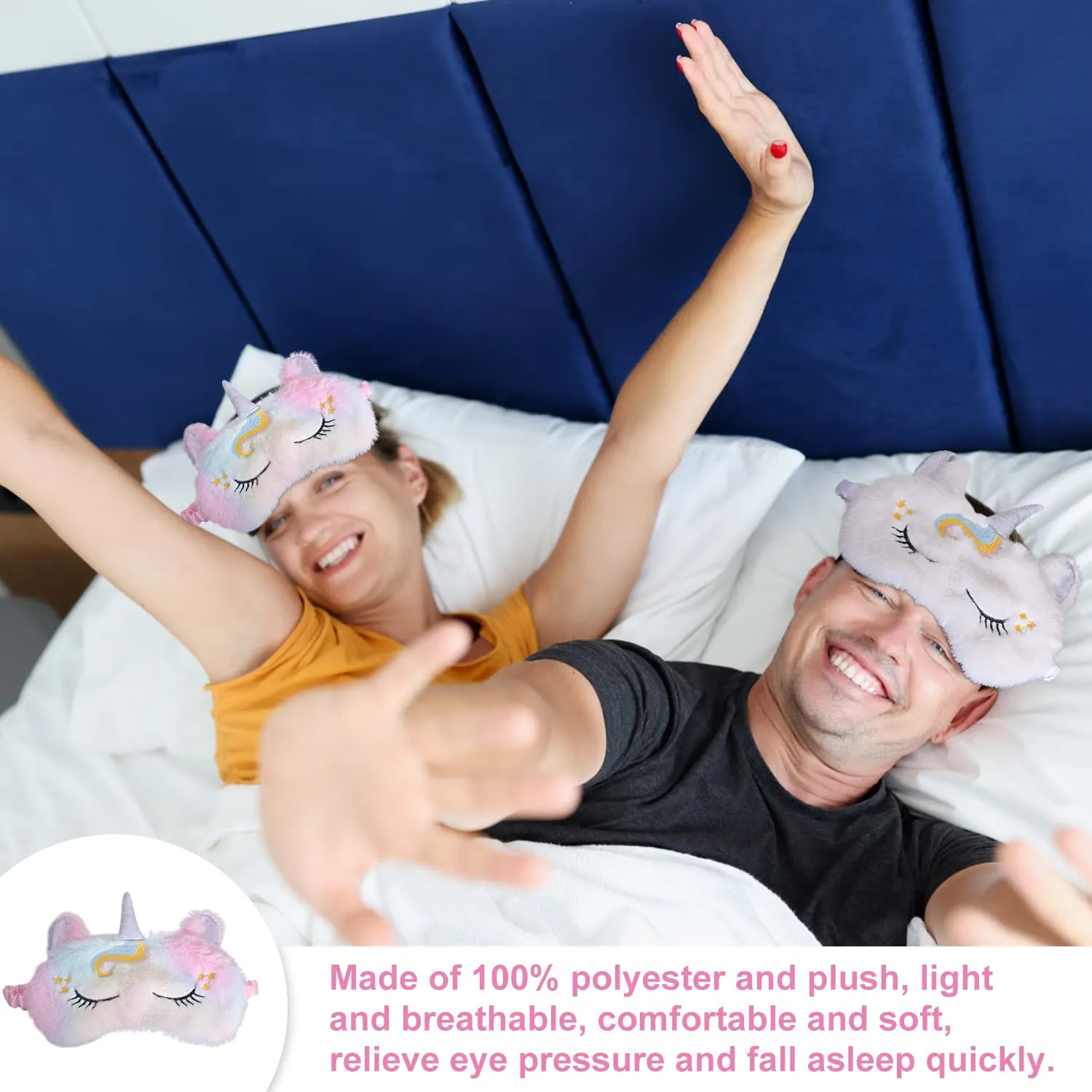 2-Pack Cartoon Animal Pattern Eye Masks with 1 Scrub Zipper Bag, Sleeping Eye Masks for Kids, Cute 3D Plush Eye Masks, Travel Breathable Eye Masks for Kids, Adults, Women