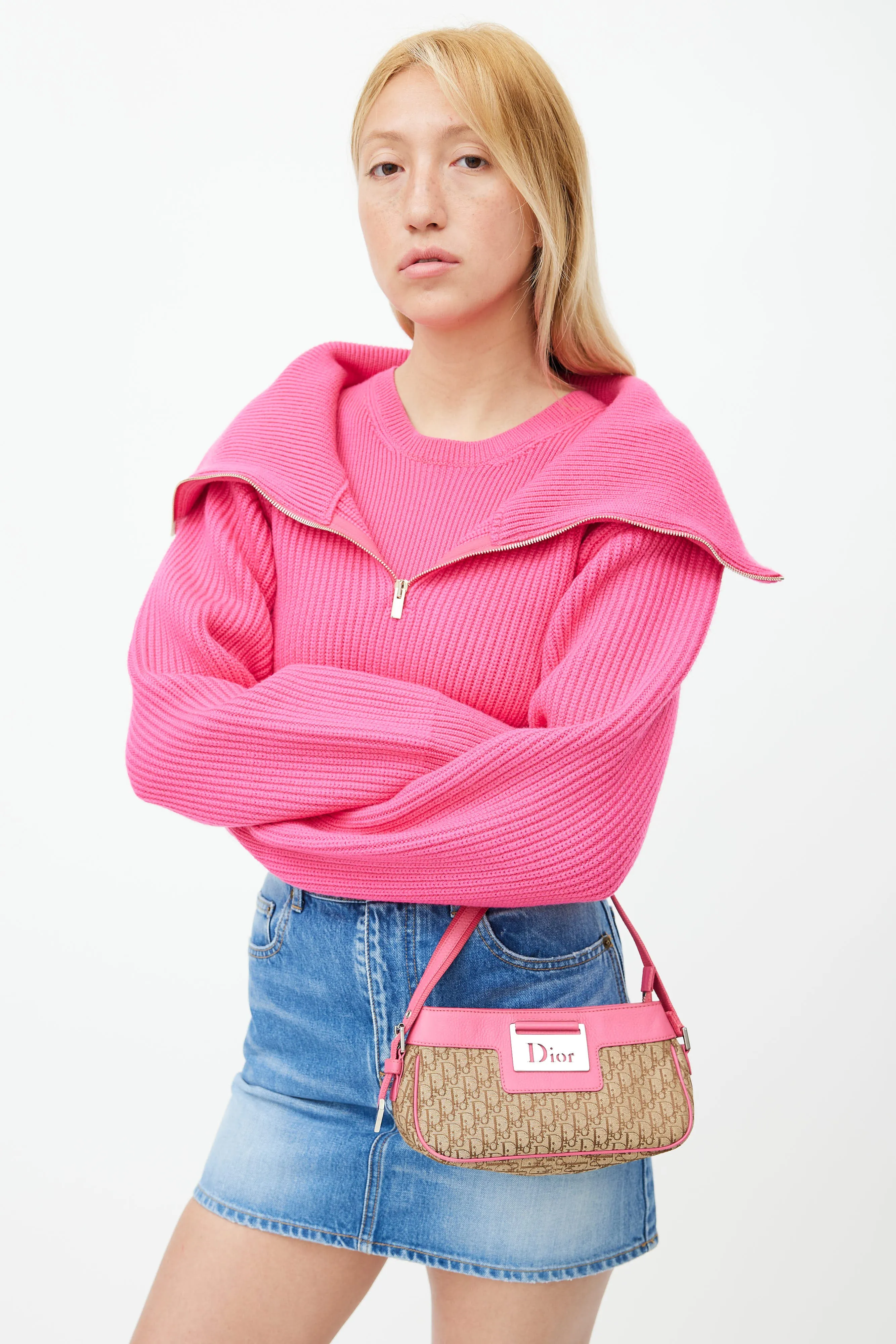2005 Beige & Pink Diorissimo Pochette Bag
