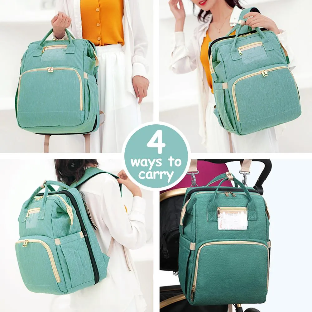 4-in-1 Diaper Bag Travel Baby Bassinet with Stroller Organizer Nappy Change Pad