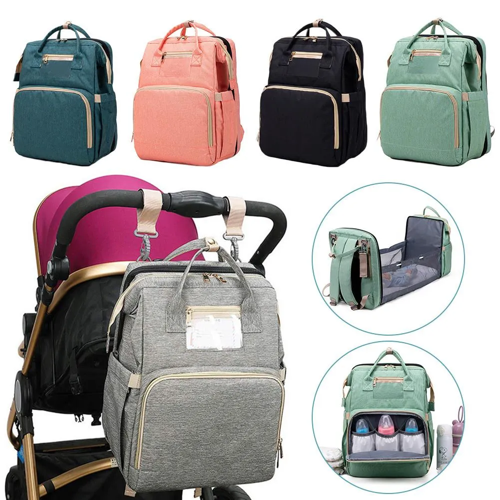 4-in-1 Diaper Bag Travel Baby Bassinet with Stroller Organizer Nappy Change Pad