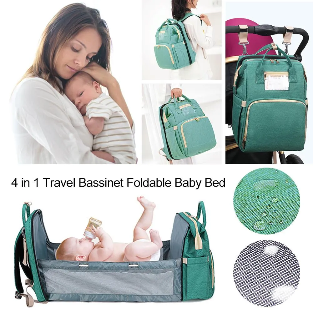 4-in-1 Diaper Bag Travel Baby Bassinet with Stroller Organizer Nappy Change Pad