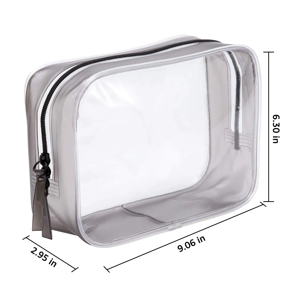 5 Pack Clear PVC Zippered Toiletry Carry Pouch TSA Approved Toiletry Bag Portable Cosmetic Makeup Bag for Vacation, Bathroom and Organizing Large Black