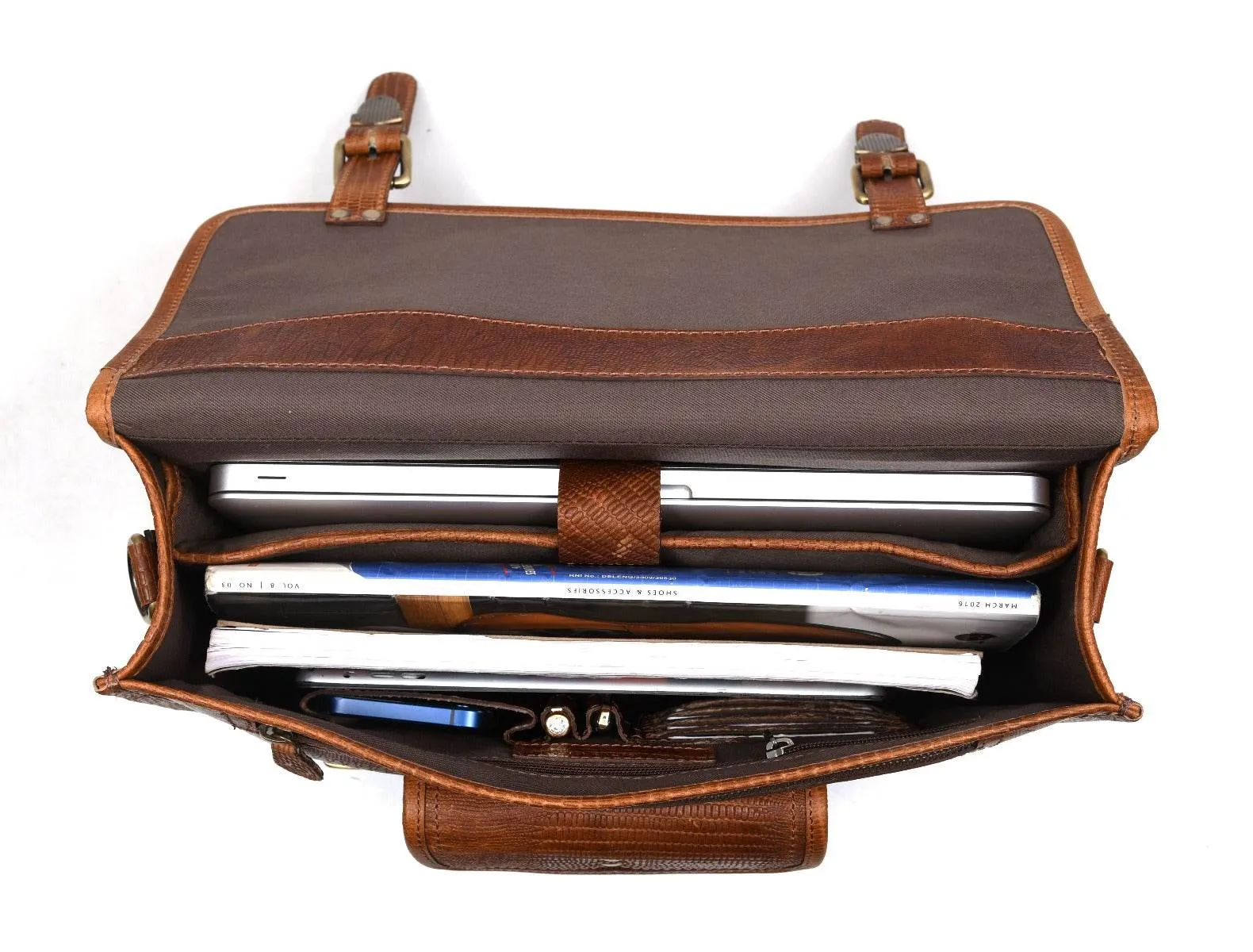 Aaron Leather Goods leather Briefcase & Organizer Combo