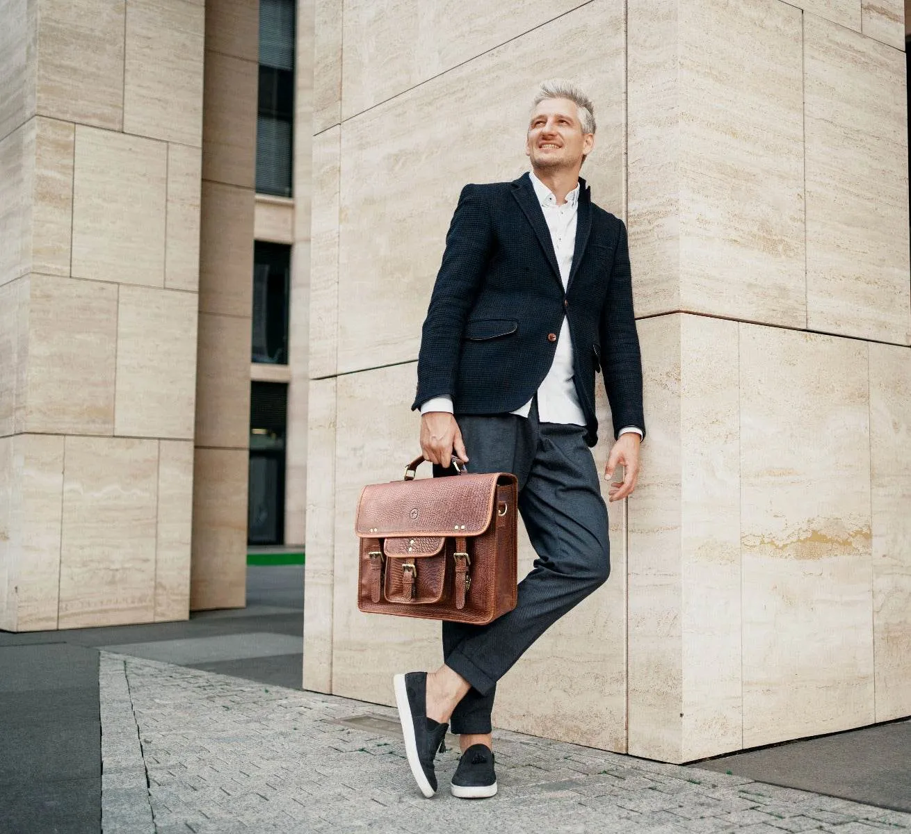 Aaron Leather Goods leather Briefcase & Organizer Combo