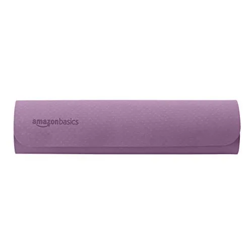 Amazon Basics 0.6 cm Thick TPE Yoga Mat 6 Piece Set, Purple