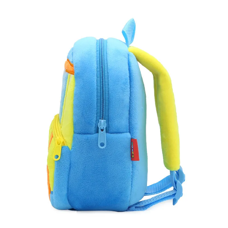 Anykidz 3D Blue Bulldozer Kids School Backpack Cute Cartoon Animal Style Children Toddler Plush Bag Perfect Accessories For Boys and Girls