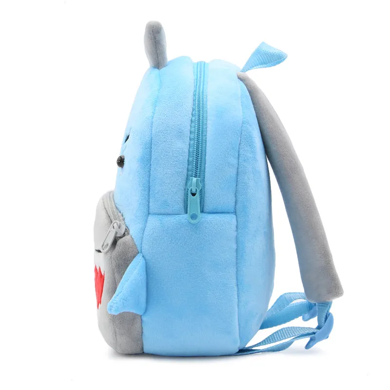 Anykidz 3D Blue Shark School Backpack Cute Animal With Cartoon Designs Children Toddler Plush Bag For Baby Girls and Boys