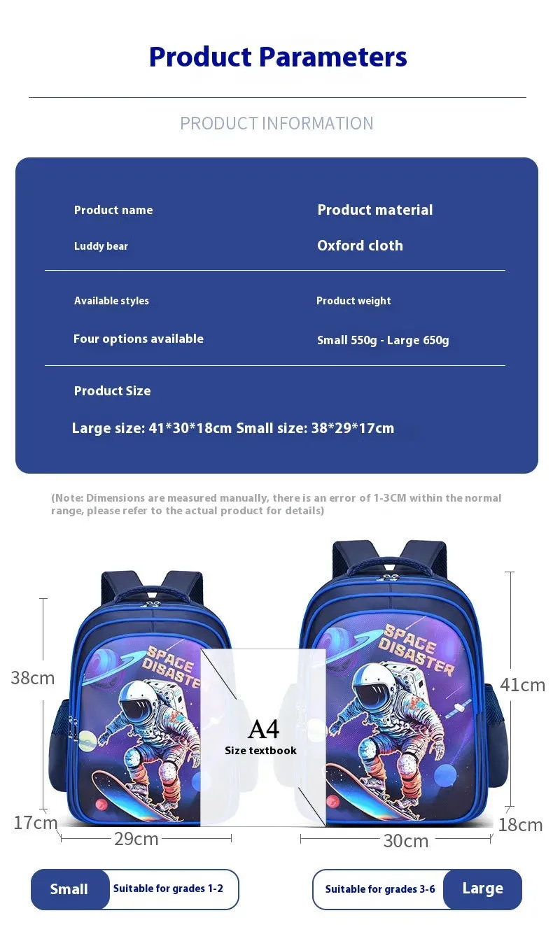Astronaut Schoolbag Boy Double Shoulders Backpack Grade 3-4