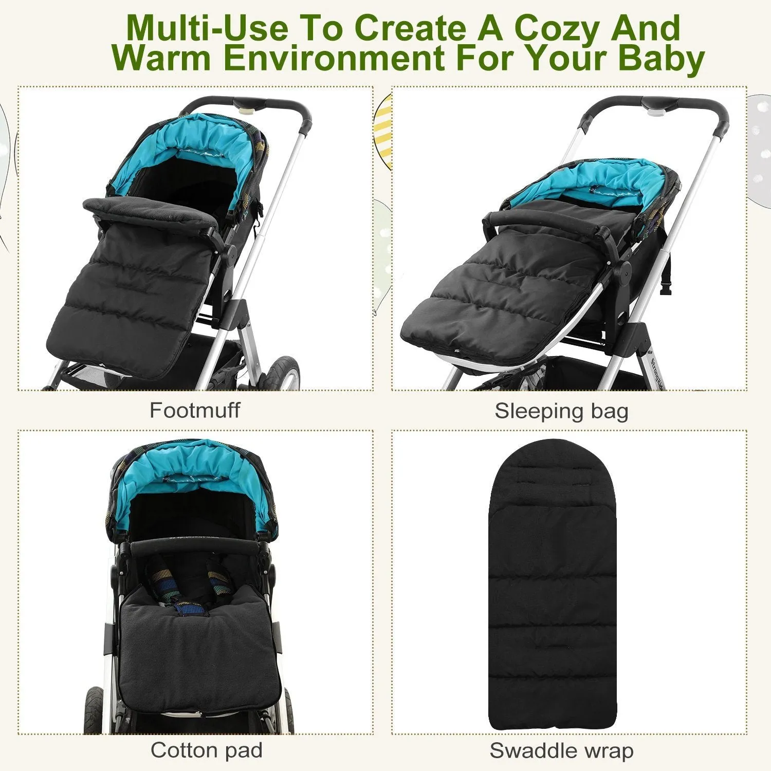 Baby Stroller Sleeping Bag Newborn Swaddle Wrap Toddler Footmuff Blanket