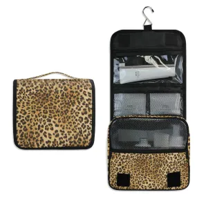 Bardic Hanging Travel Toiletry Bag Vintage Leopard Print Large Capacity Makeup Cosmetic Bag Portable Toiletry Kit Organizer