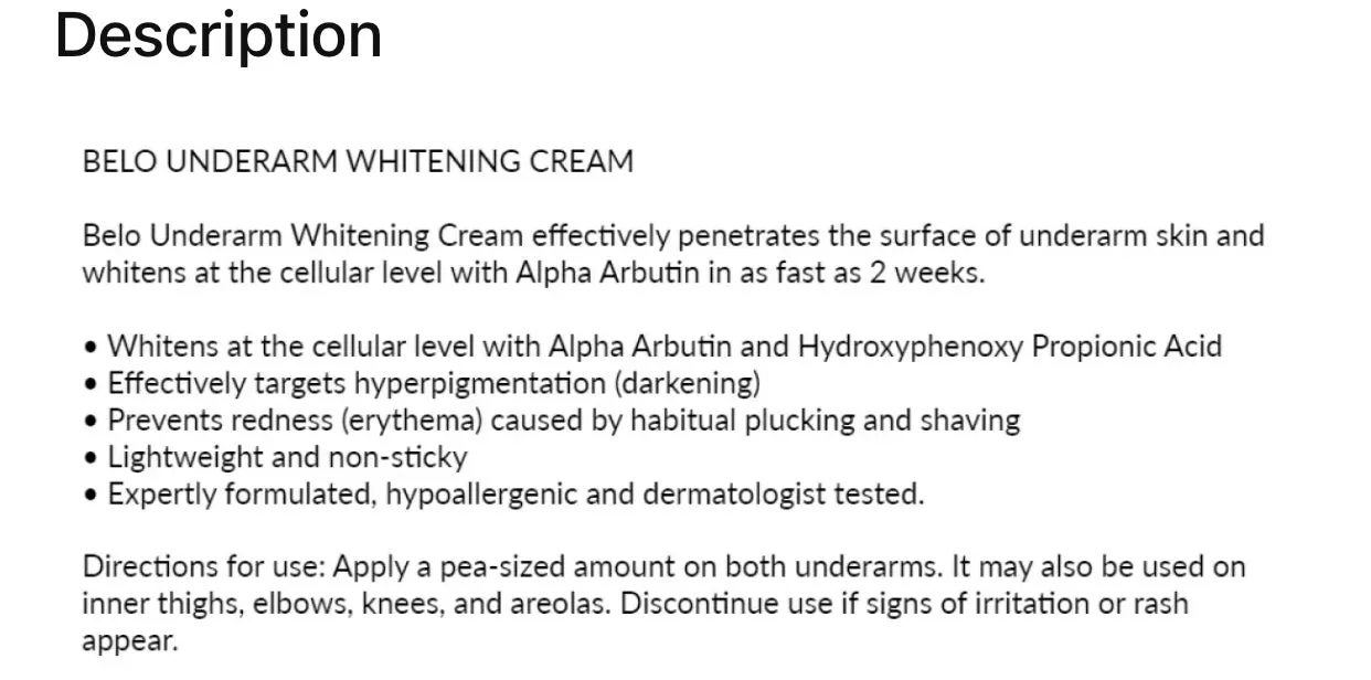 Belo Underarm Whitening Cream 40g