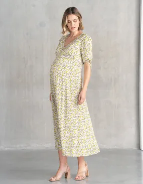 Bow Sleeve Maternity Midi Dress