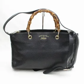 Brand Inspired Gucci Tote Bag Banboo 2way Black Leather