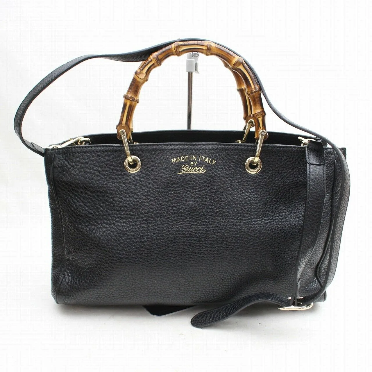 Brand Inspired Gucci Tote Bag Banboo 2way Black Leather