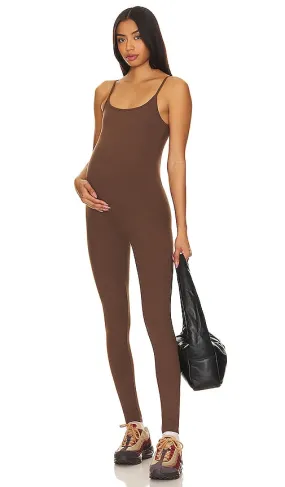 BUMPSUIT Rib Maternity Unitard in Brown