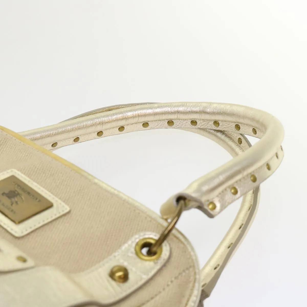Burberry Blue Label Shoulder Bag Canvas Leather Beige Auth cl649