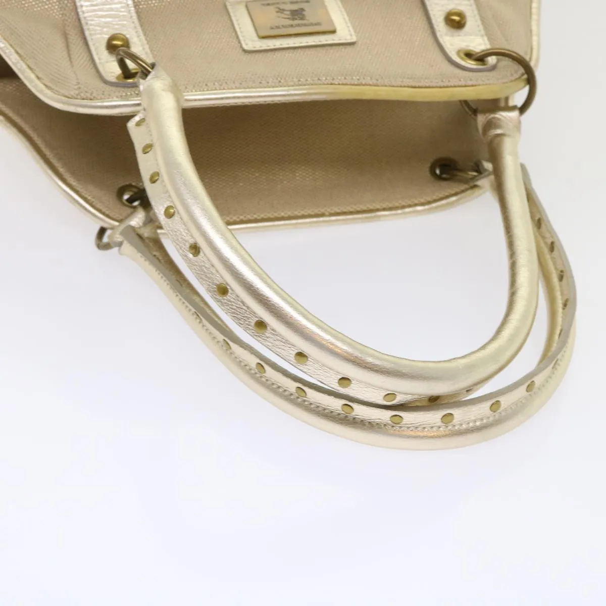 Burberry Blue Label Shoulder Bag Canvas Leather Beige Auth cl649