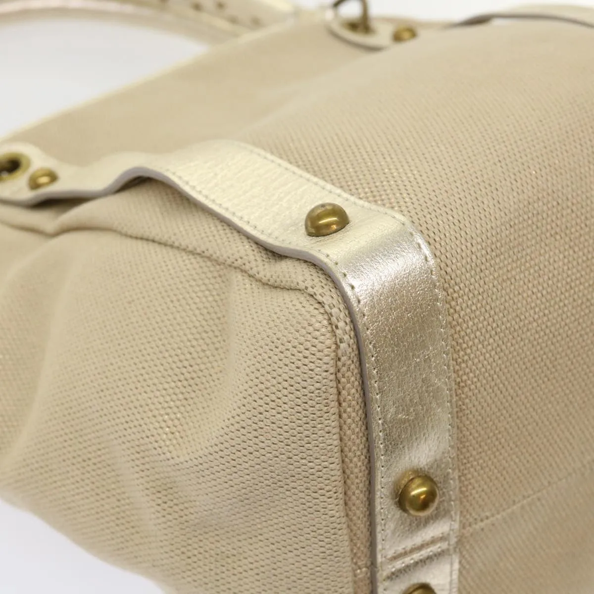 Burberry Blue Label Shoulder Bag Canvas Leather Beige Auth cl649