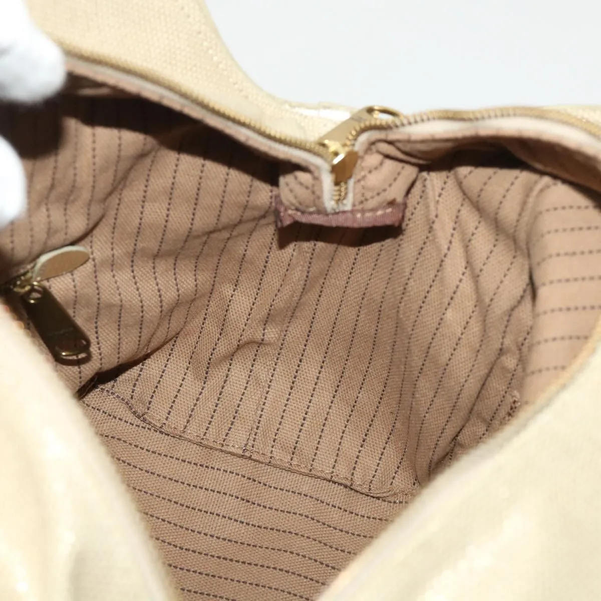 Burberry Blue Label Shoulder Bag Canvas Leather Beige Auth cl649