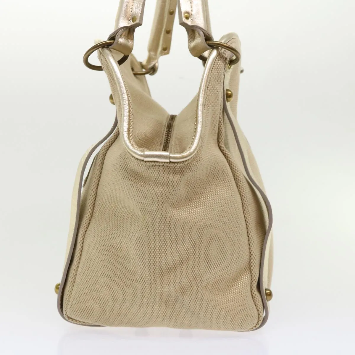 Burberry Blue Label Shoulder Bag Canvas Leather Beige Auth cl649