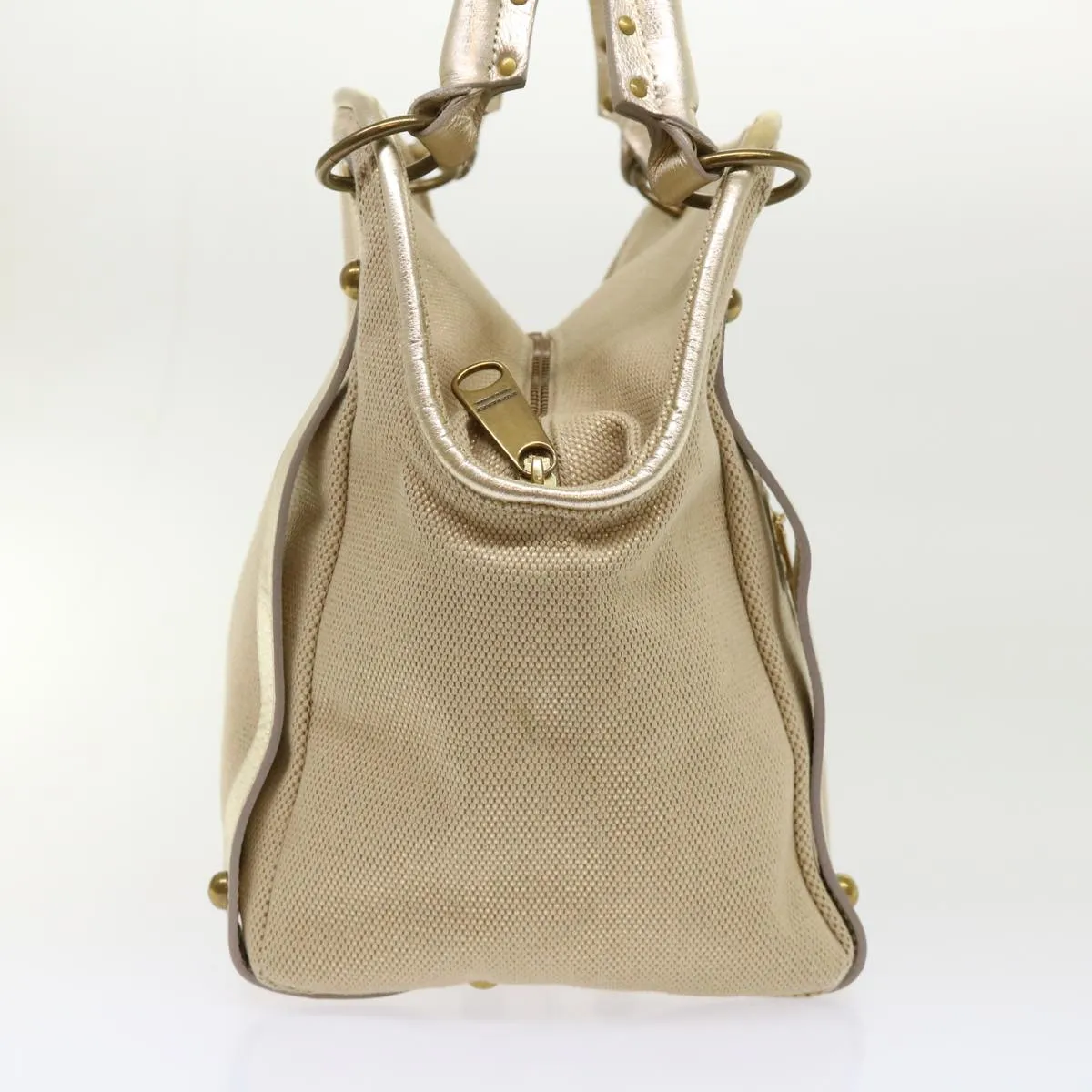 Burberry Blue Label Shoulder Bag Canvas Leather Beige Auth cl649