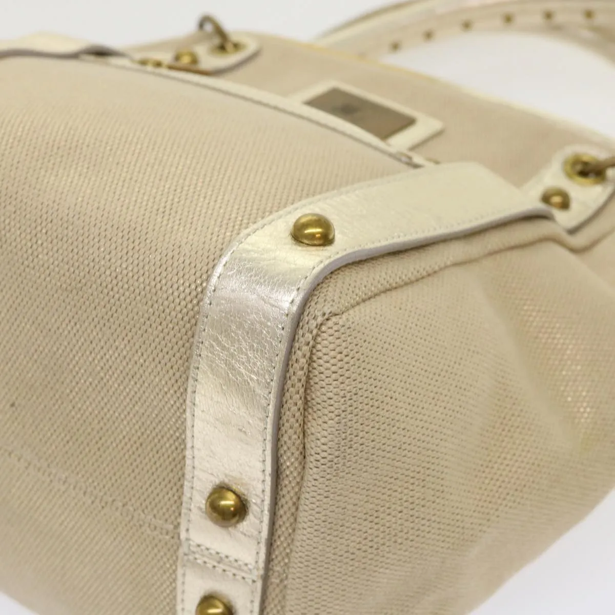 Burberry Blue Label Shoulder Bag Canvas Leather Beige Auth cl649