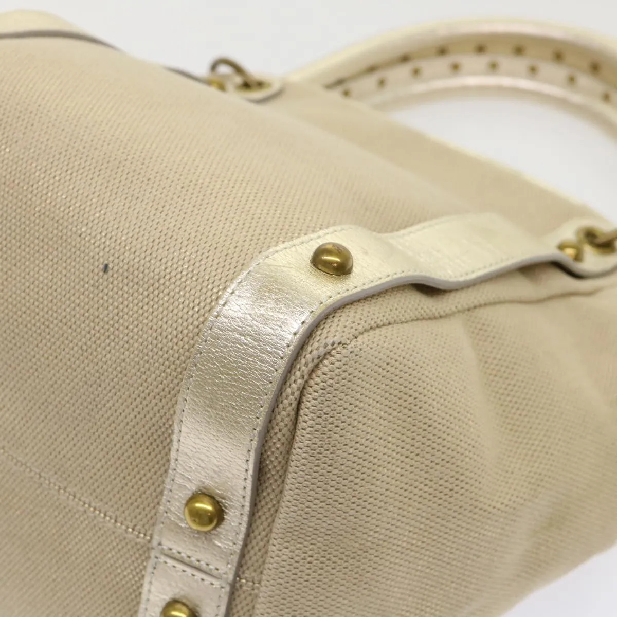 Burberry Blue Label Shoulder Bag Canvas Leather Beige Auth cl649
