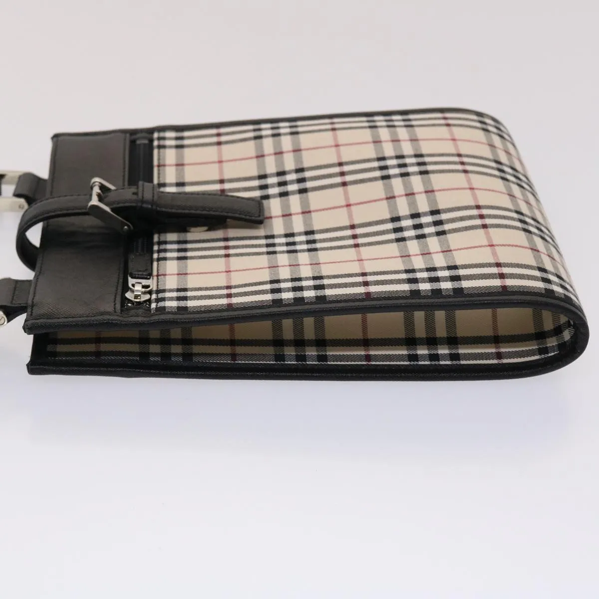 BURBERRY Nova Check Shoulder Bag Canvas Beige Black Red Auth yk7666B