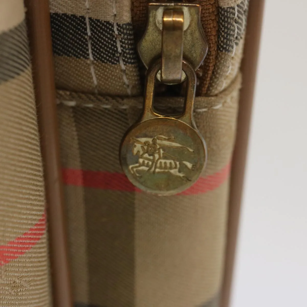 BURBERRYSs Nova Check Shoulder Bag Canvas Beige Auth bs12602