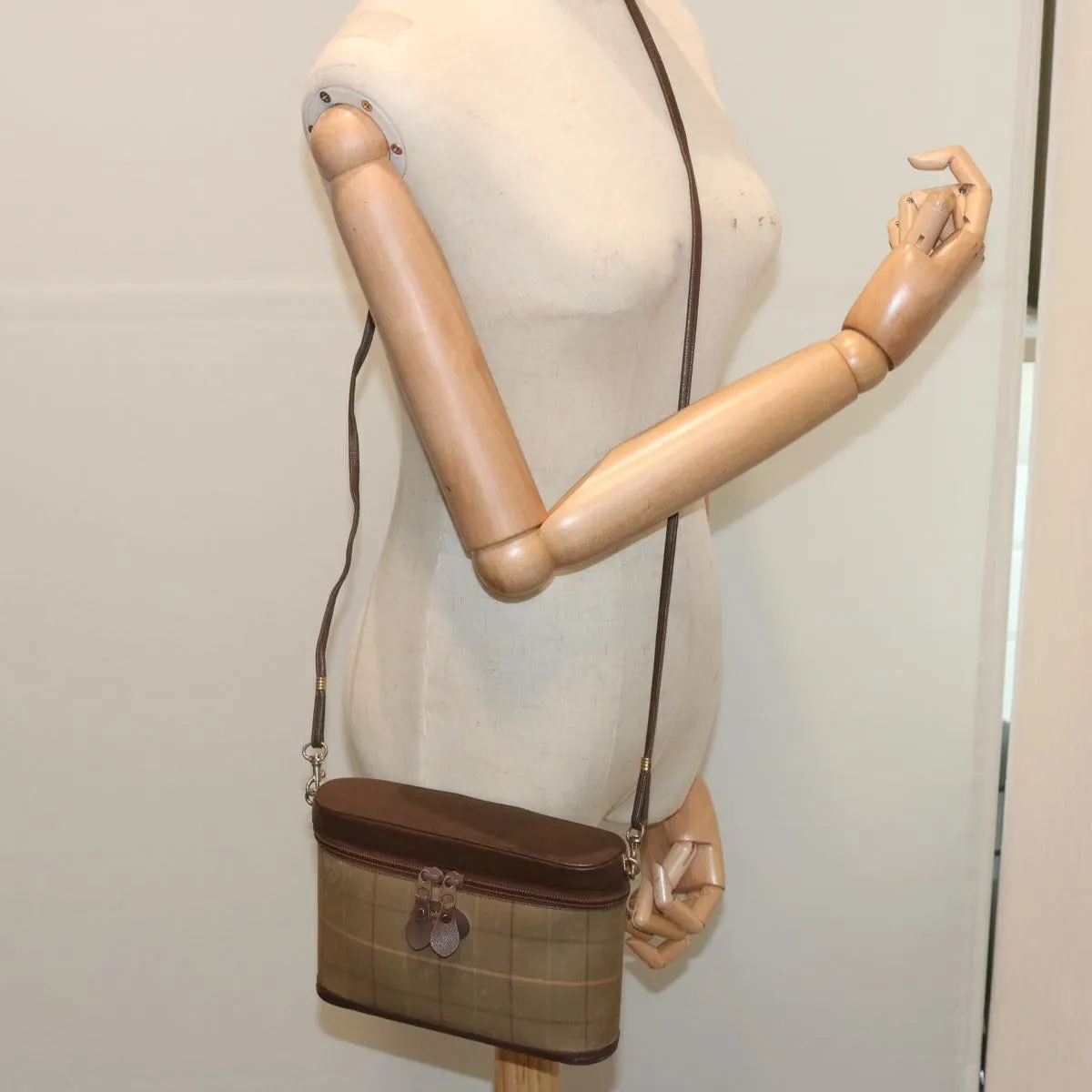 BURBERRYSs Nova Check Shoulder Bag Canvas Beige Auth bs12797