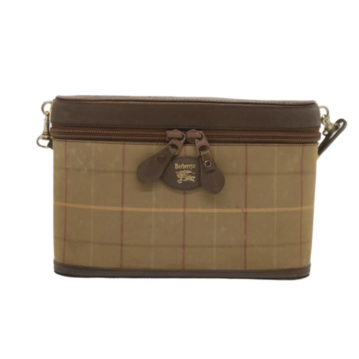 BURBERRYSs Nova Check Shoulder Bag Canvas Beige Auth bs12797
