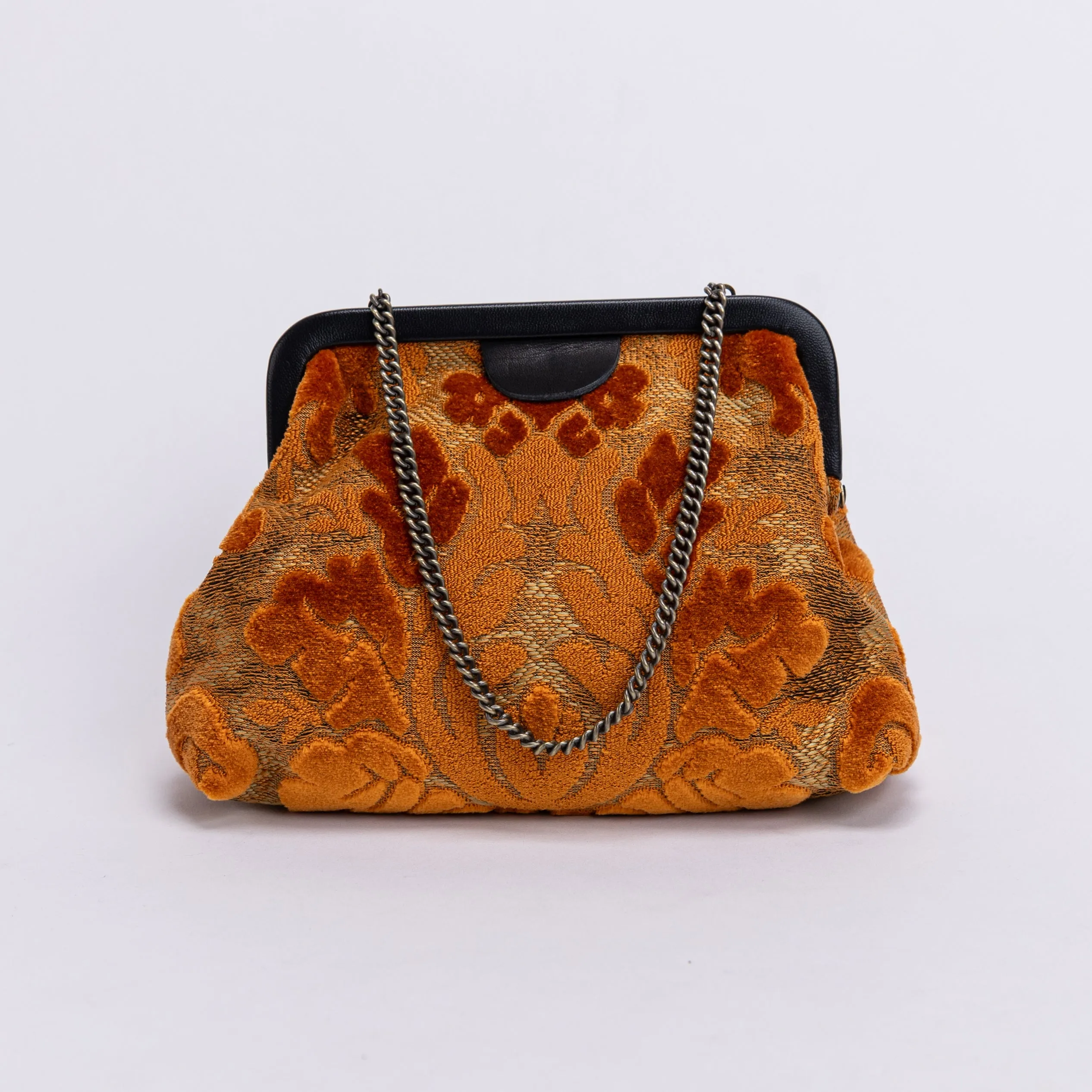 Burnout Velvet Orange Alma Clutch