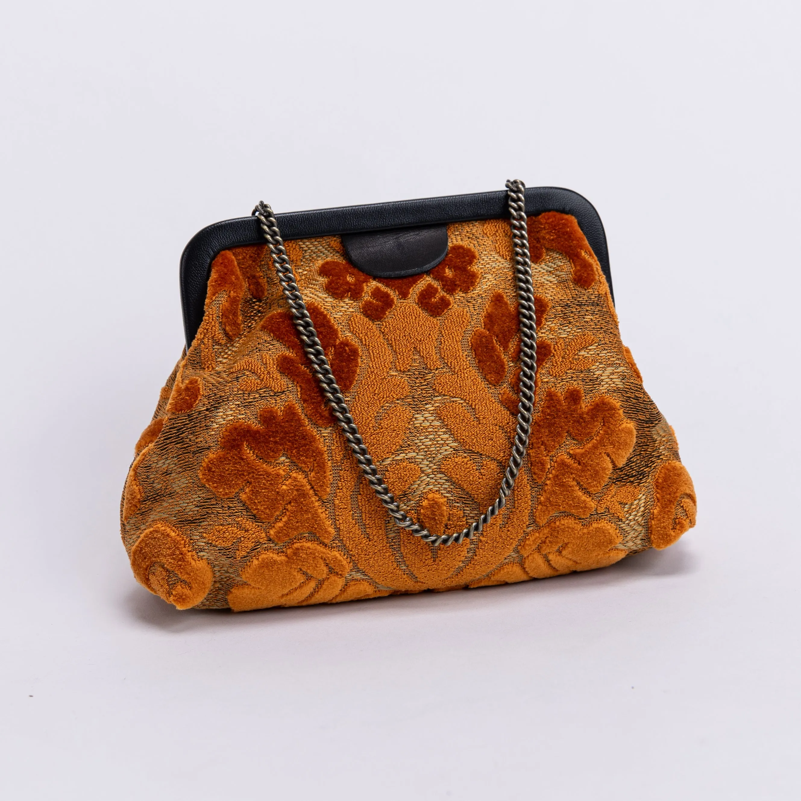 Burnout Velvet Orange Alma Clutch