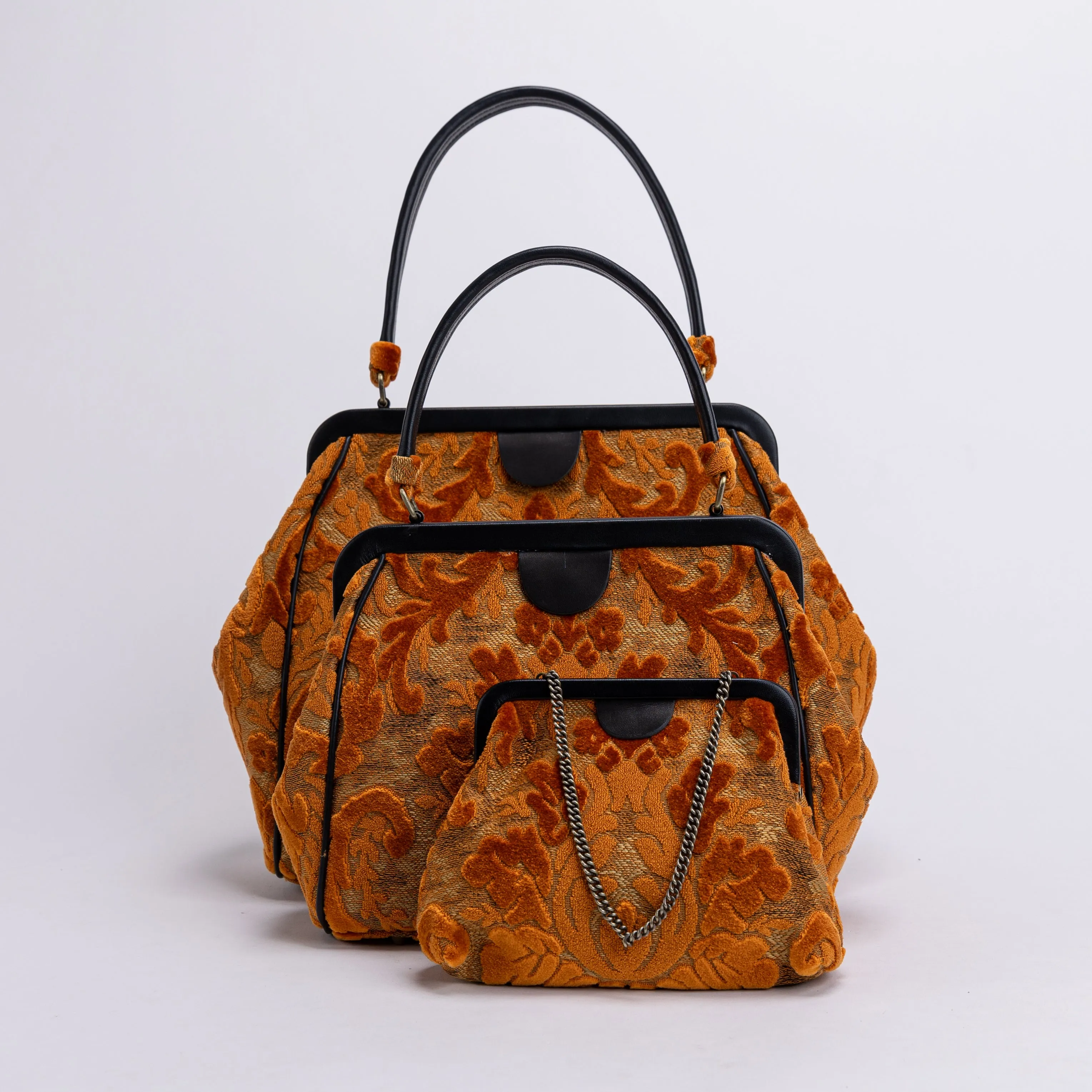 Burnout Velvet Orange Alma Clutch