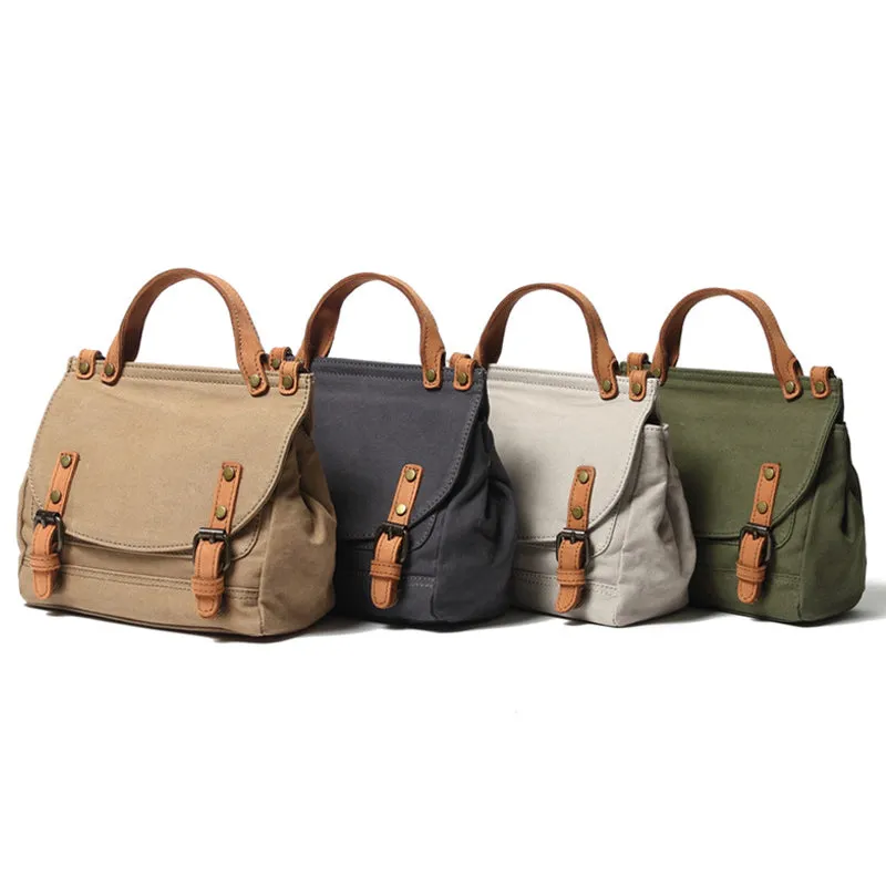 Canvas With Leather Handbag for Women, Stylish Canvas Messenger Shoulder Bag Crossbody Bag