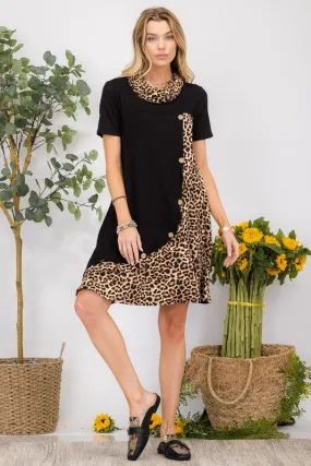 Casual Celeste Decor Leopard Short Dress