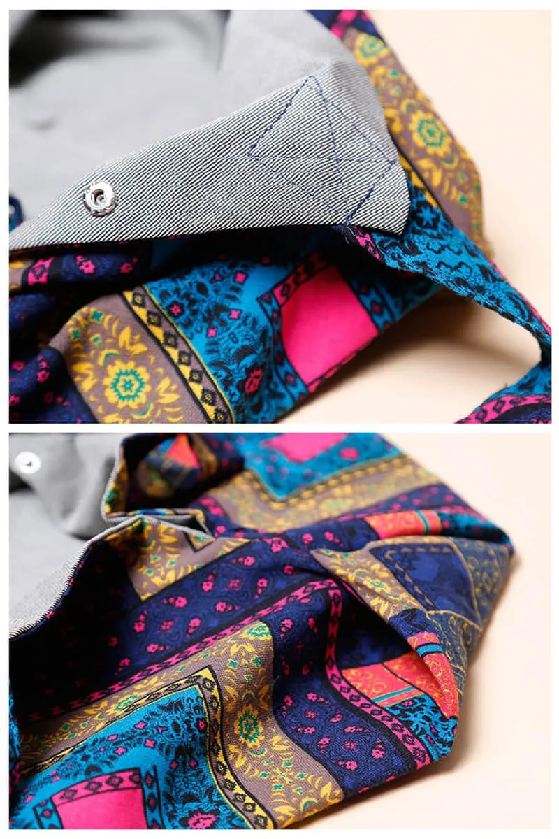 Casual cotton large-capacity patchwork printed shoulder bag