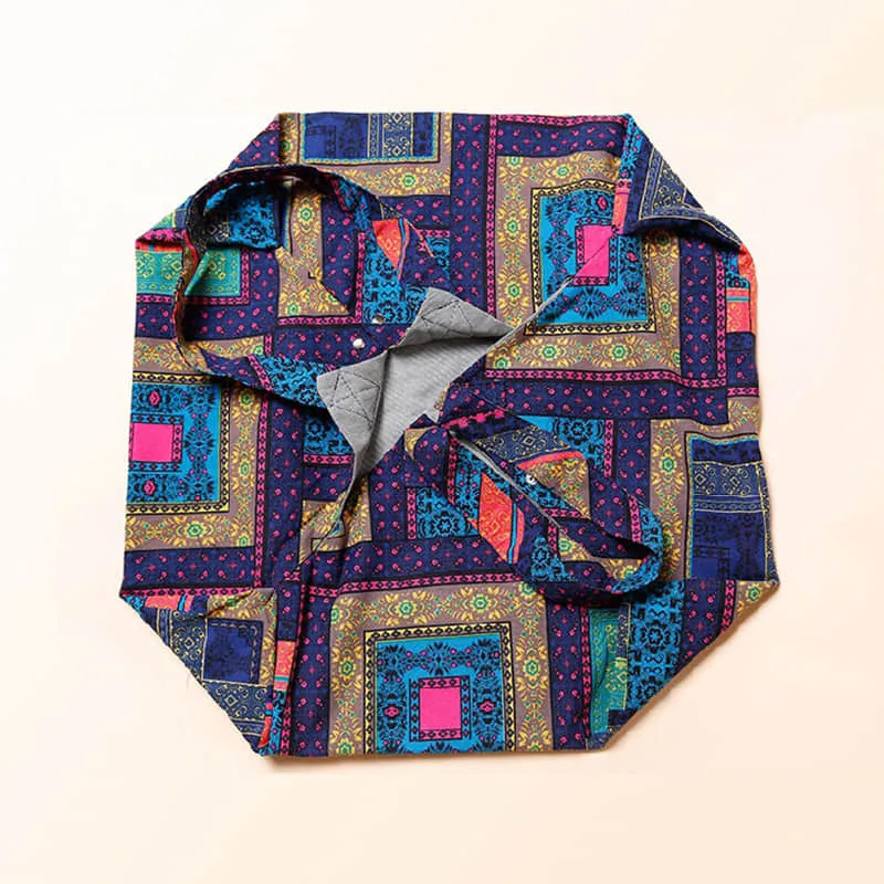Casual cotton large-capacity patchwork printed shoulder bag
