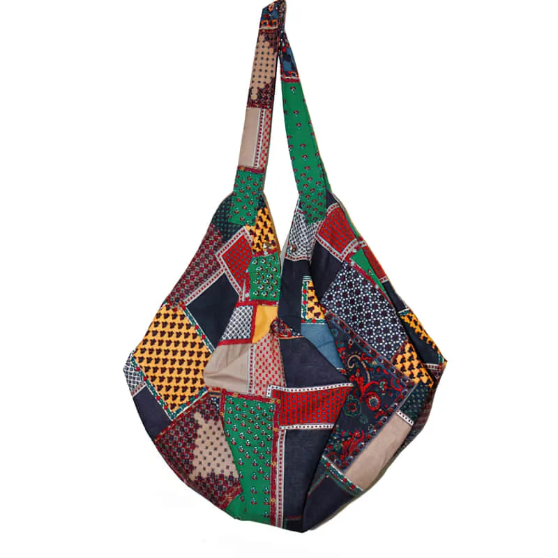 Casual cotton large-capacity patchwork printed shoulder bag