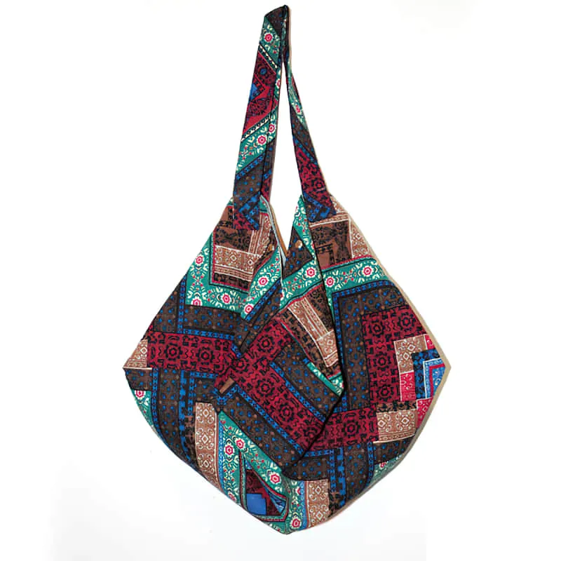 Casual cotton large-capacity patchwork printed shoulder bag