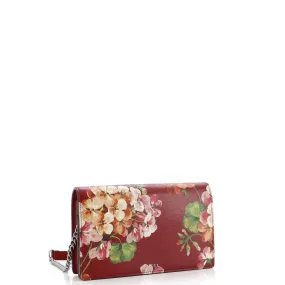 Chain Wallet Blooms Print Leather