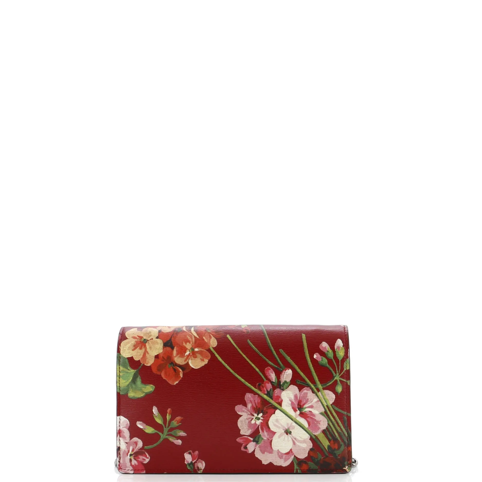 Chain Wallet Blooms Print Leather