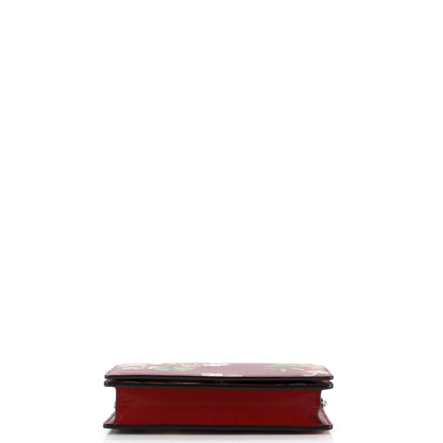 Chain Wallet Blooms Print Leather