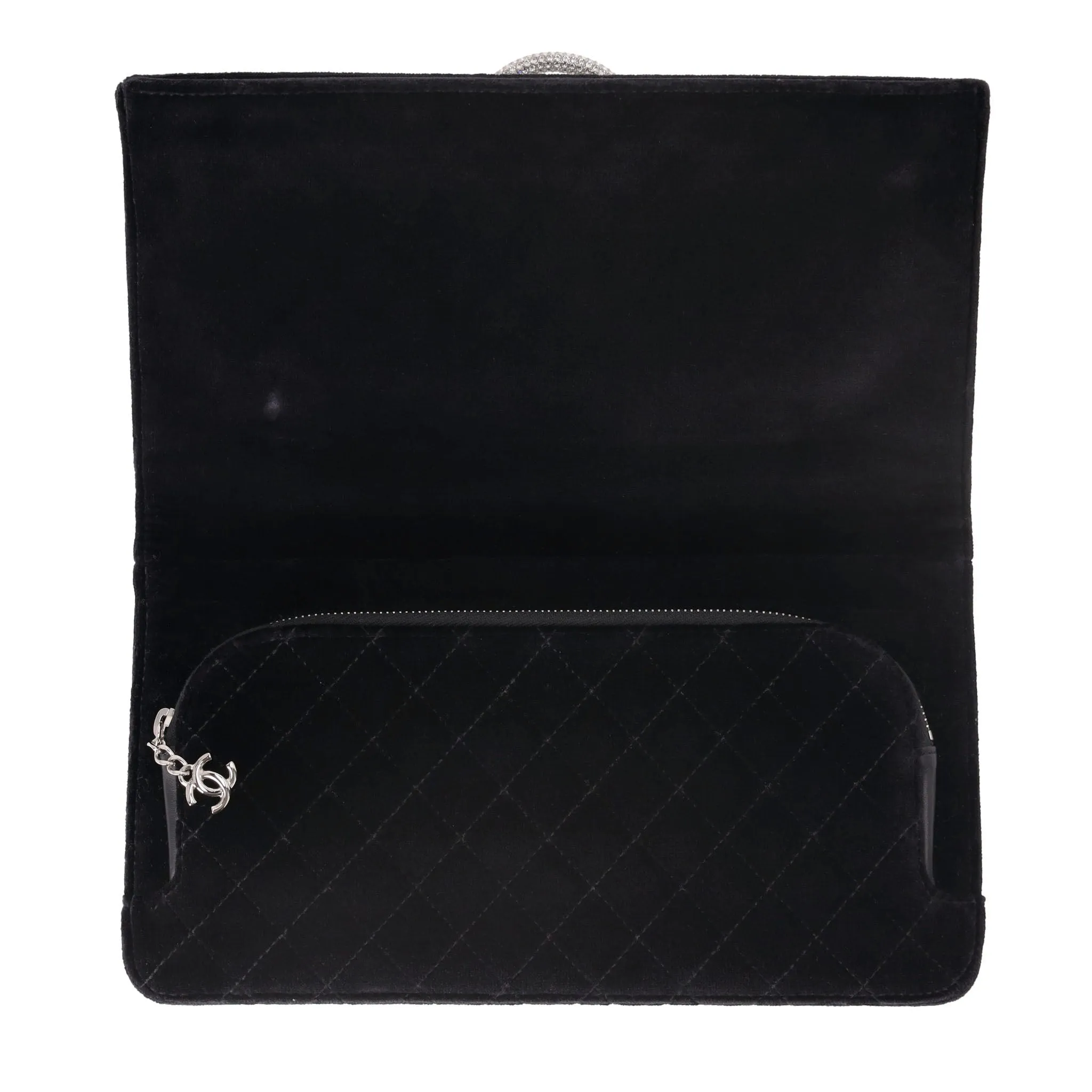 Chanel Crystal Detailed Velvet Clutch Bag