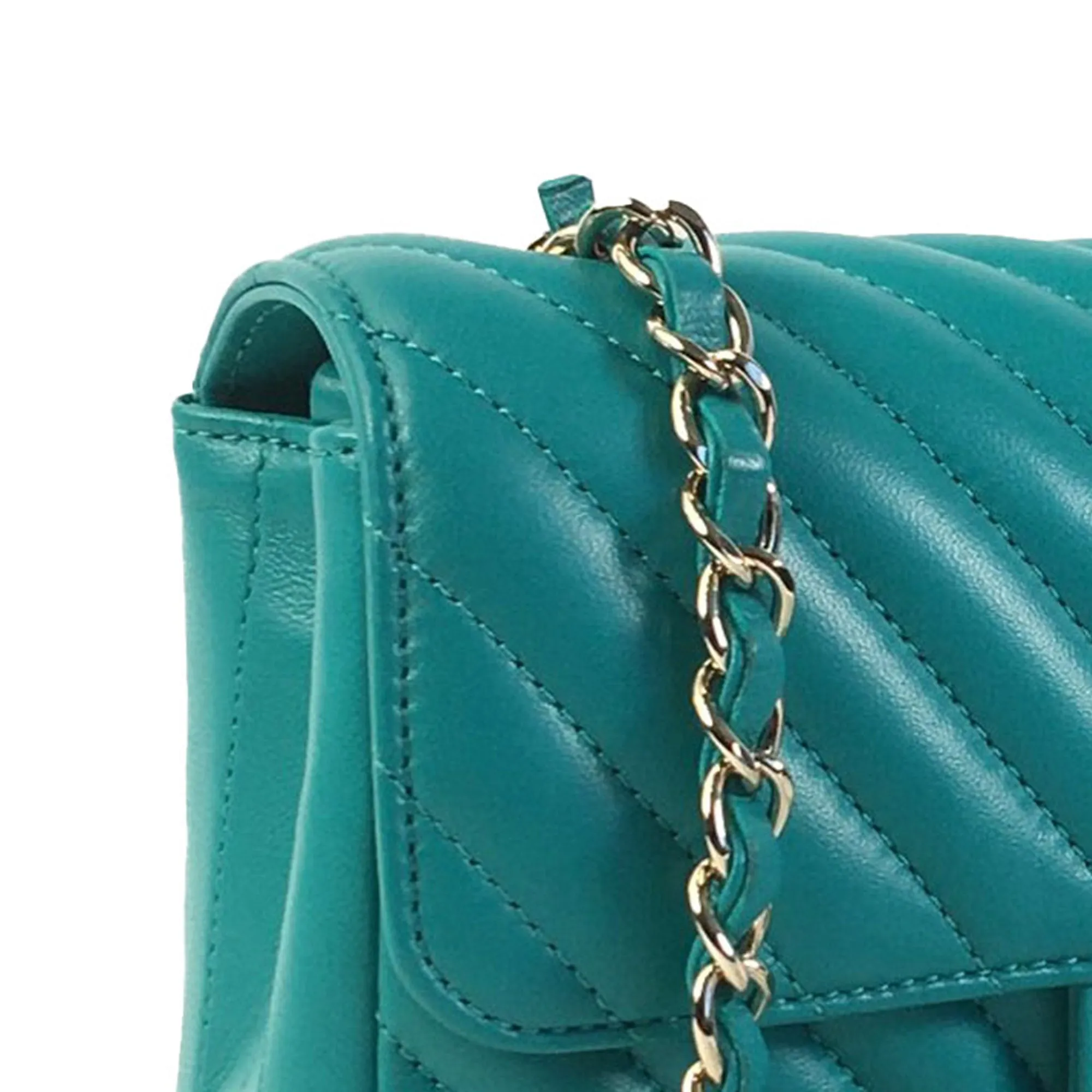 Chanel Mini Chevron Quilted Lambskin Rectangular Flap Crossbody Bag