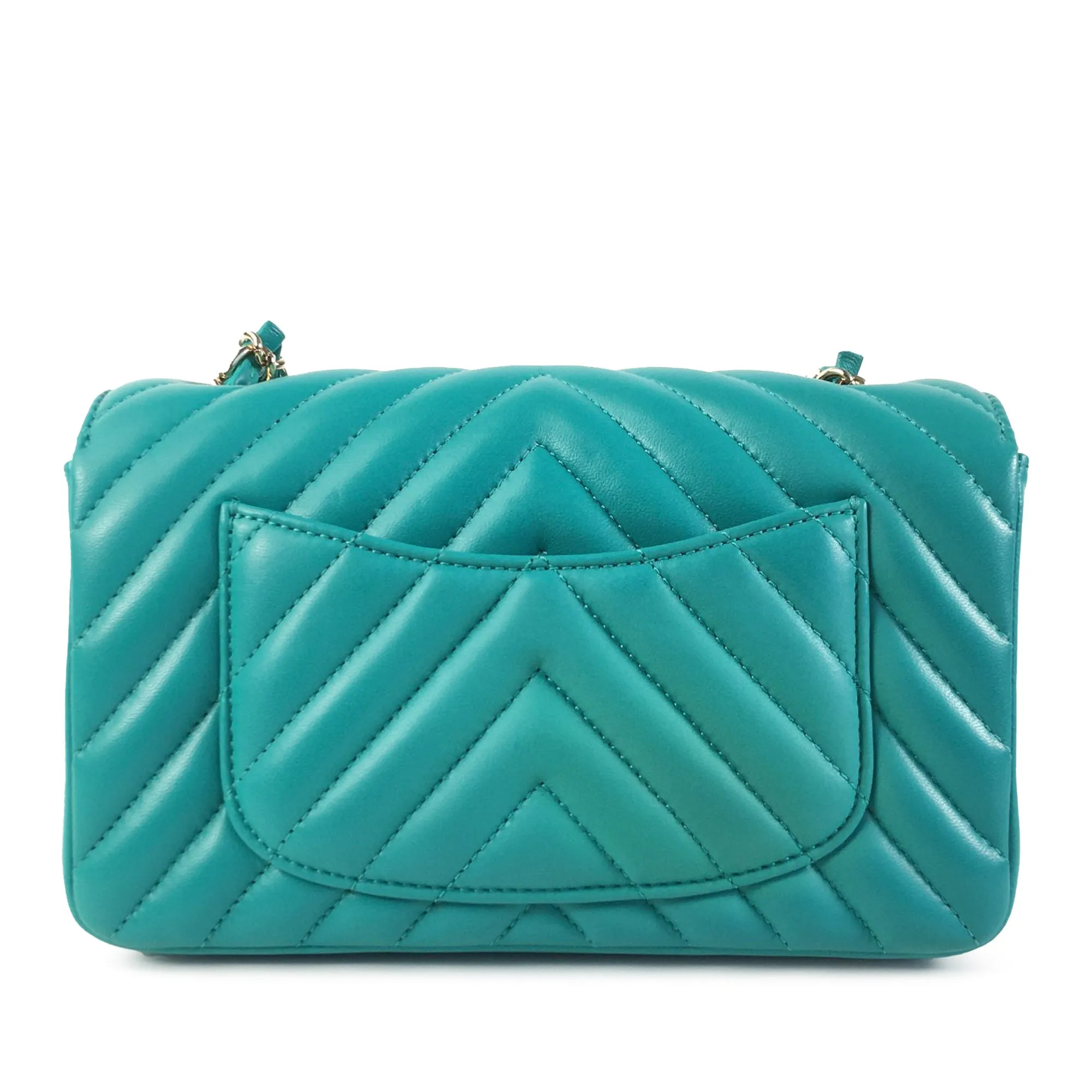 Chanel Mini Chevron Quilted Lambskin Rectangular Flap Crossbody Bag